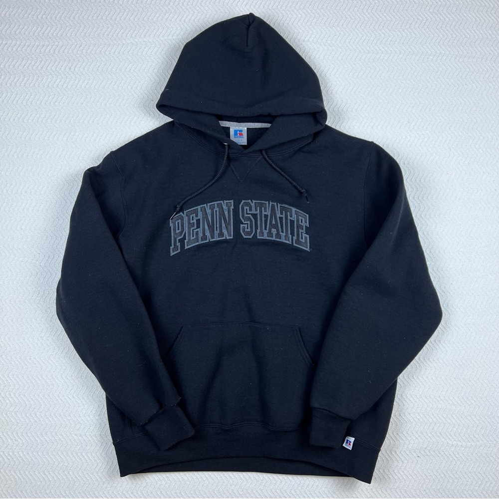 Penn State Nittany Lions Hoodie Mens Large Black Pullover Russell Athletic Logo